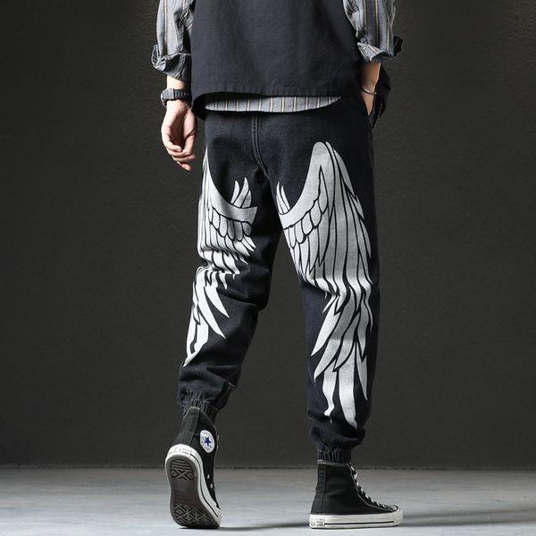 2020 new printed wings chinese style national fashion jeans men's loose harem pants fashion brand legged pants, Blue
2020 new printed wings chinese style national fashion jeans men's loose harem pants fashion brand legged pants, Blue