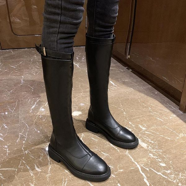 boots women new 2020 autumn shoes thigh high heels high round toe over-the-knee mid calf flat rubber ladies, Black 
boots women new 2020 autumn shoes thigh high heels high round toe over-the-knee mid calf flat rubber ladies, Black