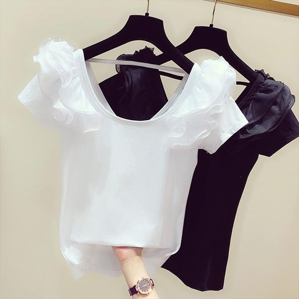 white t shirt woman 2020 spring and summer new elegant solid color low round neck short sleeve ruffle t shirt womens casual
white t shirt woman 2020 spring and summer new elegant solid color low round neck short sleeve ruffle t shirt womens casual