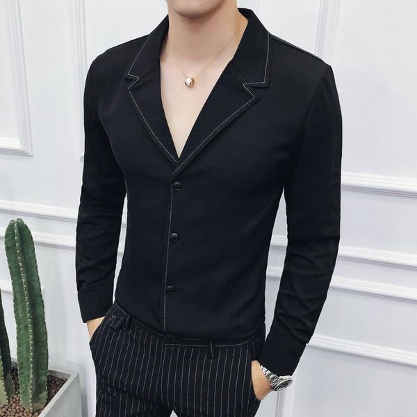 2019 new autumn causal men shirt long sleeve black white suit collar style mens skinny shirts korean slim fit fashion shirt man1, White;black
2019 new autumn causal men shirt long sleeve black white suit collar style mens skinny shirts korean slim fit fashion shirt man1, White;black