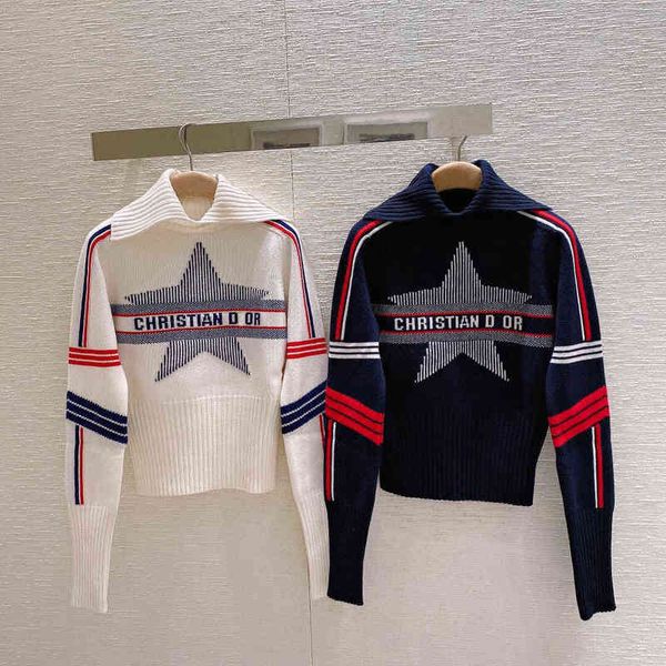 2022 factory wholesale new sea military style knitted women's autumn products five pointed star color matching letters on the chest agi, Black;gray
2022 factory wholesale new sea military style knitted women's autumn products five pointed star color matching letters on the chest agi, Black;gray