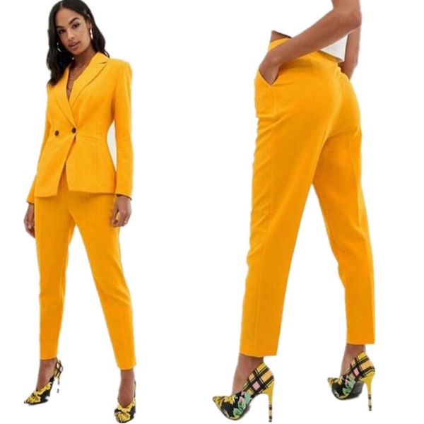yellow women suits notch lapel pant suits for women plus size ladies pantsuit blazer+pants for work pantsuit wedding party, White
