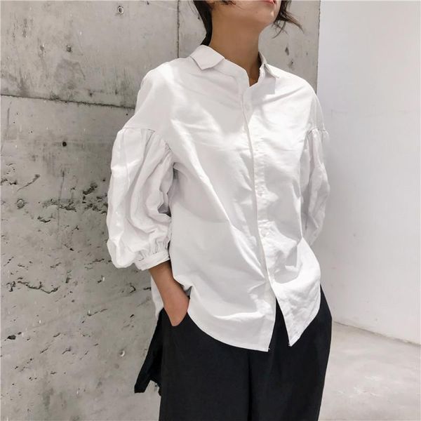 superaen new design solid three quarter lantern sleeve loose turn down collar blouse women, White
superaen new design solid three quarter lantern sleeve loose turn down collar blouse women, White