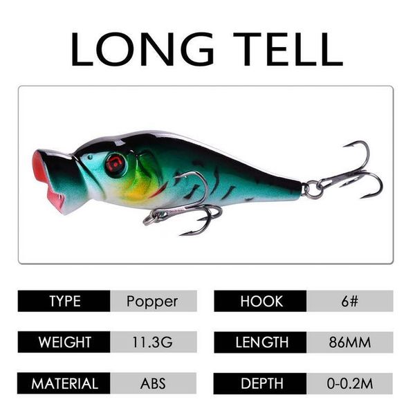 1pcs popper fishing lure 86mm 11.3g trolling wobblers bait water bass isca artificial hard bait fishin jllzzn
1pcs popper fishing lure 86mm 11.3g trolling wobblers bait water bass isca artificial hard bait fishin jllzzn