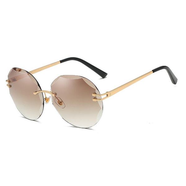 sunglasses round women oversized eyewear gradient brown pink rimless sun glasses for female uv400 luxury vintage, White;black
sunglasses round women oversized eyewear gradient brown pink rimless sun glasses for female uv400 luxury vintage, White;black