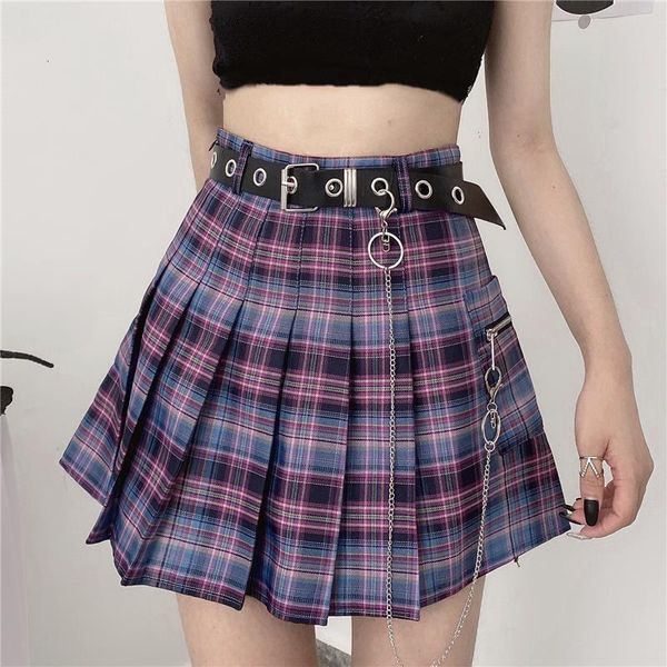 2 colors new summer harajuku kawaii pleated skirt female gothic skirts gaming girls cosplay plaid skirt mujer with belt chain, Black
2 colors new summer harajuku kawaii pleated skirt female gothic skirts gaming girls cosplay plaid skirt mujer with belt chain, Black