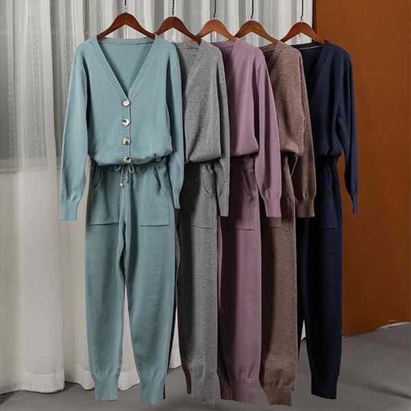 autumn winter knitted cardigans sweater set women solid v neck ladies sweater drawstring full length pants 2 piece set, Gray
autumn winter knitted cardigans sweater set women solid v neck ladies sweater drawstring full length pants 2 piece set, Gray