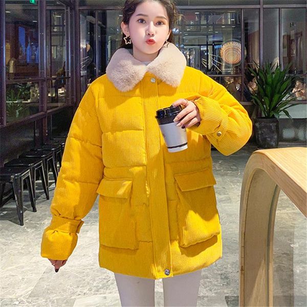 short cotton-padded jacket women's 2020 winter fashion new corduroy fur collar long sleeves loose and thick warm coat trendy 219, Black
short cotton-padded jacket women's 2020 winter fashion new corduroy fur collar long sleeves loose and thick warm coat trendy 219, Black