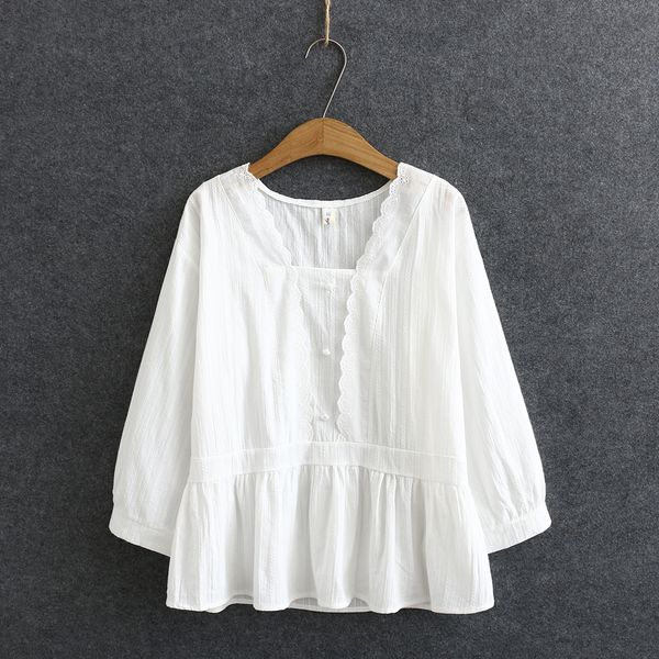black plus female size floral blouse elegant embroidered spring long sleeve summer short vintage design iak4, White
black plus female size floral blouse elegant embroidered spring long sleeve summer short vintage design iak4, White