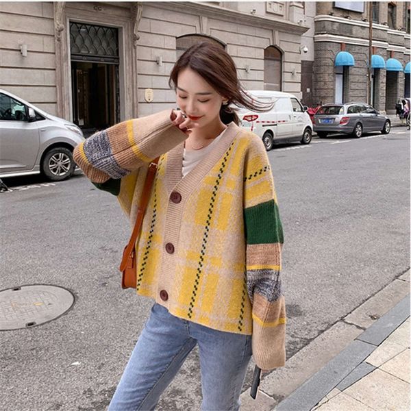 2020 new lazy style knitting cardigan korean loose v-neck long sleeve sweater coat women's wear, White;black
2020 new lazy style knitting cardigan korean loose v-neck long sleeve sweater coat women's wear, White;black