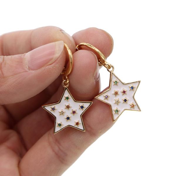 new jewelry gold filled white enamel rainbow cz sparking star hoop earring for women cute girl shiny wedding boho 2020, Golden;silver
new jewelry gold filled white enamel rainbow cz sparking star hoop earring for women cute girl shiny wedding boho 2020, Golden;silver