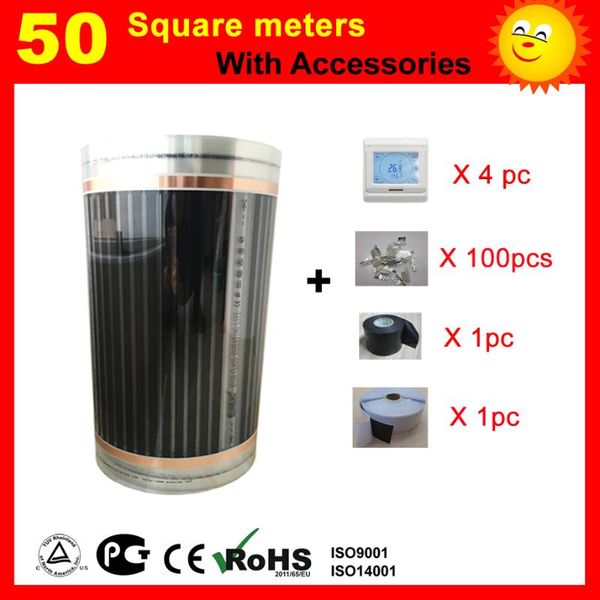 50 square meters infrared heating film with accessories, 220w/square meter, thermostat control underfloor heating film
50 square meters infrared heating film with accessories, 220w/square meter, thermostat control underfloor heating film