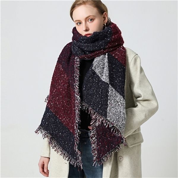 design thick cashmere scarf women winter knit pashmina rhombus shawls and wraps lady warm neck scarves tassel bufanda y201007, Blue;gray
design thick cashmere scarf women winter knit pashmina rhombus shawls and wraps lady warm neck scarves tassel bufanda y201007, Blue;gray