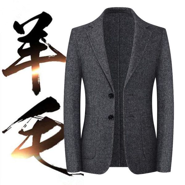 men's wool & blends faced suit for autumn and winter slim down casual korean fashion woolen jacket blazer, Black
men's wool & blends faced suit for autumn and winter slim down casual korean fashion woolen jacket blazer, Black