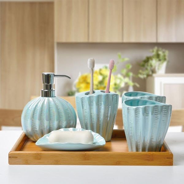 bath accessory set creativity ceramic shell shape bathroom washing tools tooth mug soap toothbrush holder household supplies
bath accessory set creativity ceramic shell shape bathroom washing tools tooth mug soap toothbrush holder household supplies
