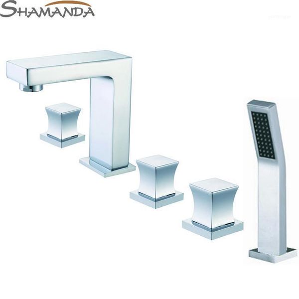 bathroom sink faucets -bathroom products solid brass chrome finished 5 pieces faucet set,5 holes bathtub mixer tap-wholesale-24381
bathroom sink faucets -bathroom products solid brass chrome finished 5 pieces faucet set,5 holes bathtub mixer tap-wholesale-24381