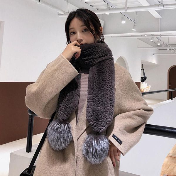 scarves rex fur long scarf big silver pom neckerchief women winter shawl s7727, Blue;gray
scarves rex fur long scarf big silver pom neckerchief women winter shawl s7727, Blue;gray