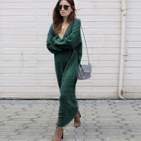 autumn winter warm knitted long sweater women solid v neck long sleeve casual loose pulover feminino, White;black
autumn winter warm knitted long sweater women solid v neck long sleeve casual loose pulover feminino, White;black