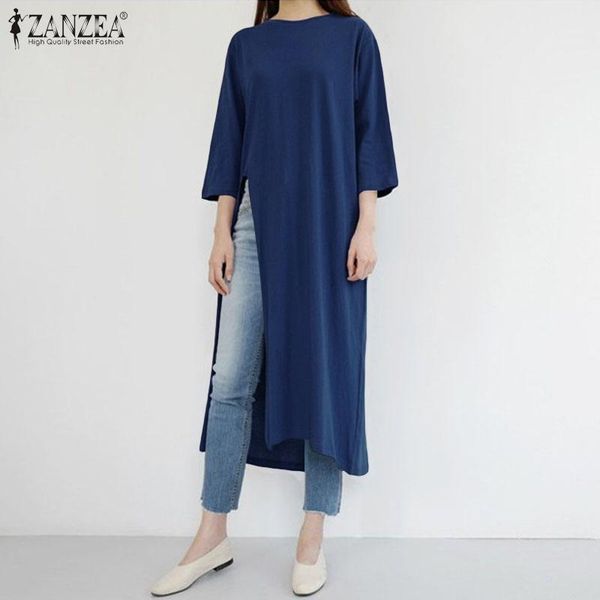 women's blouses & shirts zanzea summer 3/4 sleeve split hem blouse women stylish long solid shirt femme robe blusas casual loose tu, White
women's blouses & shirts zanzea summer 3/4 sleeve split hem blouse women stylish long solid shirt femme robe blusas casual loose tu, White