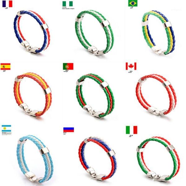 charm bracelets fashion russia spain france brazil flag leather team bracelet men football fans couples gift jewelry1, Golden;silver
charm bracelets fashion russia spain france brazil flag leather team bracelet men football fans couples gift jewelry1, Golden;silver