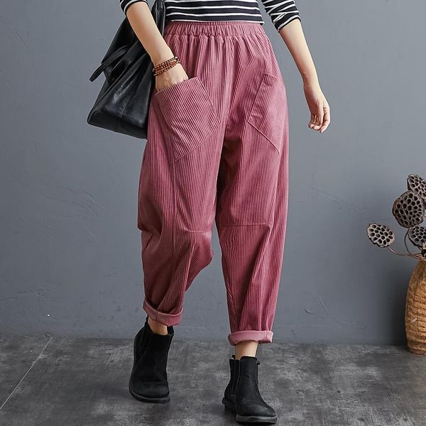 women's pants & capris big size corduroy women 2021 autumn winter loose pockets solid color casual korean fashion trousers female, Black;white
women's pants & capris big size corduroy women 2021 autumn winter loose pockets solid color casual korean fashion trousers female, Black;white