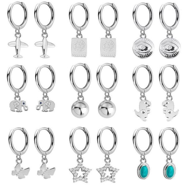2020 new small 925 sterling silver hanging earrings for women eye star dinosaur elephant charm small hoop earring da11431, Golden;silver
2020 new small 925 sterling silver hanging earrings for women eye star dinosaur elephant charm small hoop earring da11431, Golden;silver