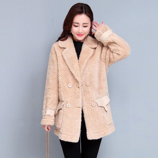solid thick faux fur coat women mid-length double breasted turn-down collar wide-waisted big pocket fashion winter jacket women, Black
solid thick faux fur coat women mid-length double breasted turn-down collar wide-waisted big pocket fashion winter jacket women, Black