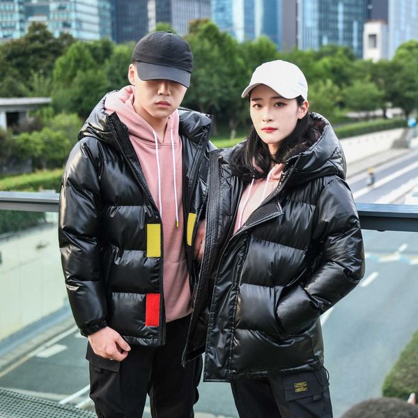 short and women's 20 winter new loose bright face men's couple down cotton padded jacket, Black
short and women's 20 winter new loose bright face men's couple down cotton padded jacket, Black