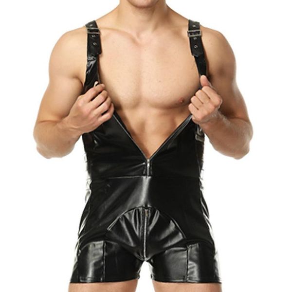 men's g-strings mens black leather bodysuit one piece wrestling zipper crotch catsuits vest leotard fetish bar stage night clubwear cos, Black;brown
men's g-strings mens black leather bodysuit one piece wrestling zipper crotch catsuits vest leotard fetish bar stage night clubwear cos, Black;brown