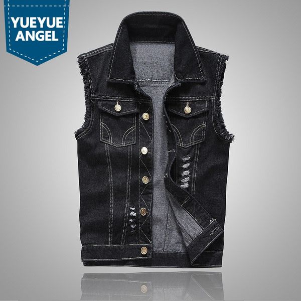 mens vests new fashion summer slim fit distressed sleeveless gilet homme korean style casual biker man denim vest, Black;white
mens vests new fashion summer slim fit distressed sleeveless gilet homme korean style casual biker man denim vest, Black;white