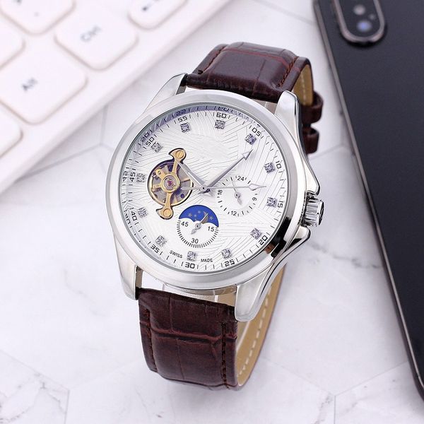2021 new large flywheel five stitches automatic mechanical watch fashion watches mens sport wristwatch wristwatches leather belt, Slivery;brown
2021 new large flywheel five stitches automatic mechanical watch fashion watches mens sport wristwatch wristwatches leather belt, Slivery;brown