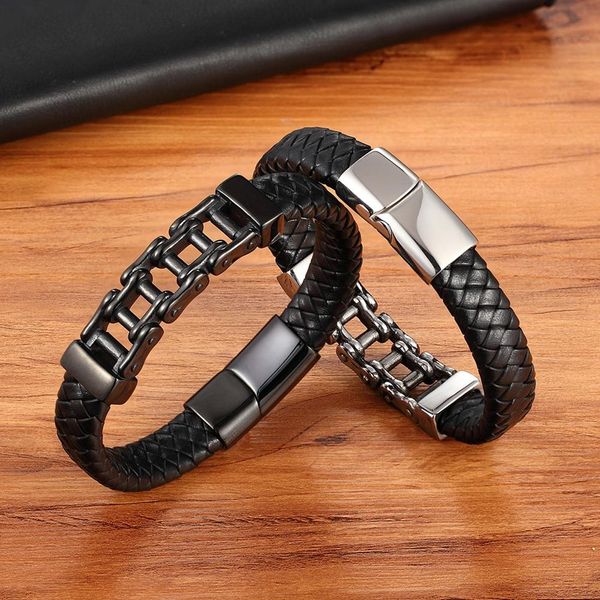 unique punk design special pattern bicycle chain stainless steel accessories men's leather bracelet multi-color birthday gift wmtsia, Golden;silver
unique punk design special pattern bicycle chain stainless steel accessories men's leather bracelet multi-color birthday gift wmtsia, Golden;silver