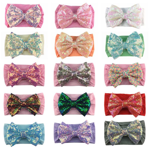 10pcs/lot boutique soft wide nylon elastic headband with 5 inch sequin glitter hair bow princess lovely headwear hb087 lj201226, Slivery;white
10pcs/lot boutique soft wide nylon elastic headband with 5 inch sequin glitter hair bow princess lovely headwear hb087 lj201226, Slivery;white