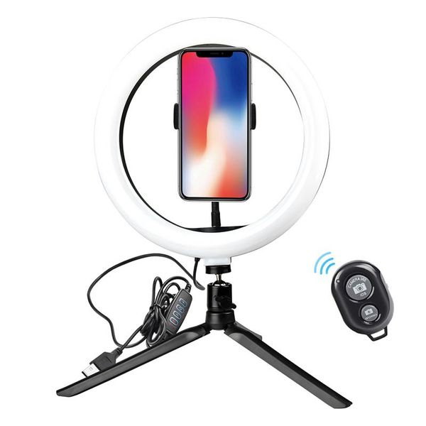 10'' Selfie Ring Light With Tripod Stand Cell Phone Holder Led Light With 3 Modes For Camera Youtube Video Tiktok Makeup