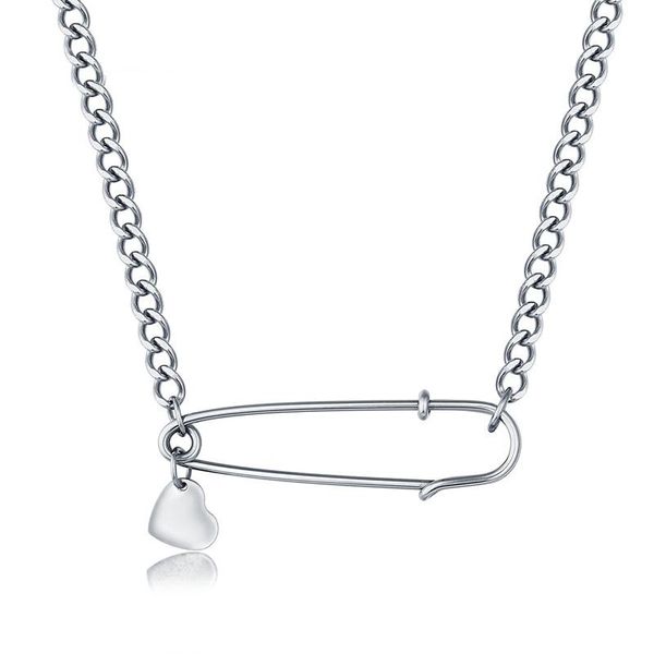 pendant necklaces 100% stainless steel paper clip necklace rock punk style safety pin with blank heart charm mirror polished, Silver
pendant necklaces 100% stainless steel paper clip necklace rock punk style safety pin with blank heart charm mirror polished, Silver