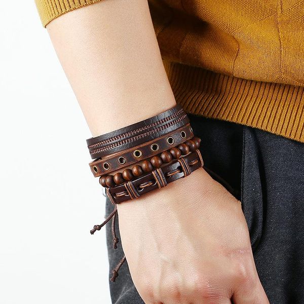 4 pcs/set weave bracelet wristband wooden beads bangles men vintage cowhide wooden beads bracelets jewelry accessories gift, Golden;silver
4 pcs/set weave bracelet wristband wooden beads bangles men vintage cowhide wooden beads bracelets jewelry accessories gift, Golden;silver