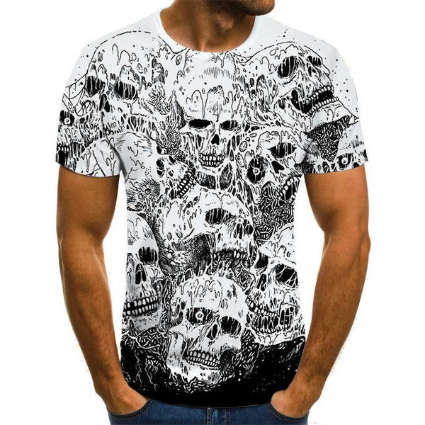 2021 summer men 3d printed skull casual o-neck men's short sleeve funny t-shirt, White;black
2021 summer men 3d printed skull casual o-neck men's short sleeve funny t-shirt, White;black