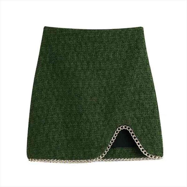 women fashion mini skirt with chain detail high-waist front slit hem invisible back zipper chic lady woman short skirt, Black
women fashion mini skirt with chain detail high-waist front slit hem invisible back zipper chic lady woman short skirt, Black