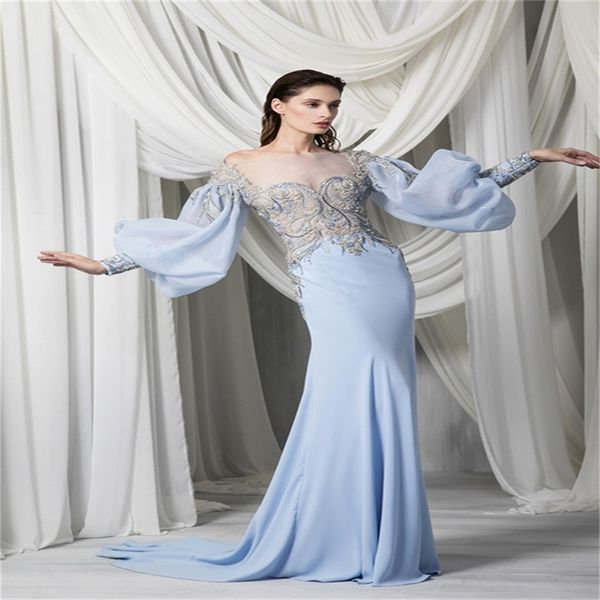 beads mermaid evening dress light sky blue long sleeves prom dress appliqued princess sheer sweep train custom made robe de soirée, Black;red
beads mermaid evening dress light sky blue long sleeves prom dress appliqued princess sheer sweep train custom made robe de soirée, Black;red