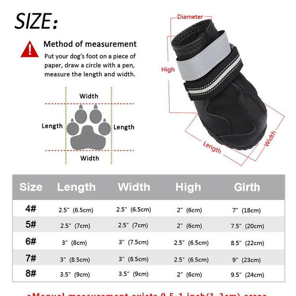 4pcs/set pet dog shoes reflective waterproof dog boots warm snow rain pets booties anti-slip socks footwear for medium l wmtien
4pcs/set pet dog shoes reflective waterproof dog boots warm snow rain pets booties anti-slip socks footwear for medium l wmtien
