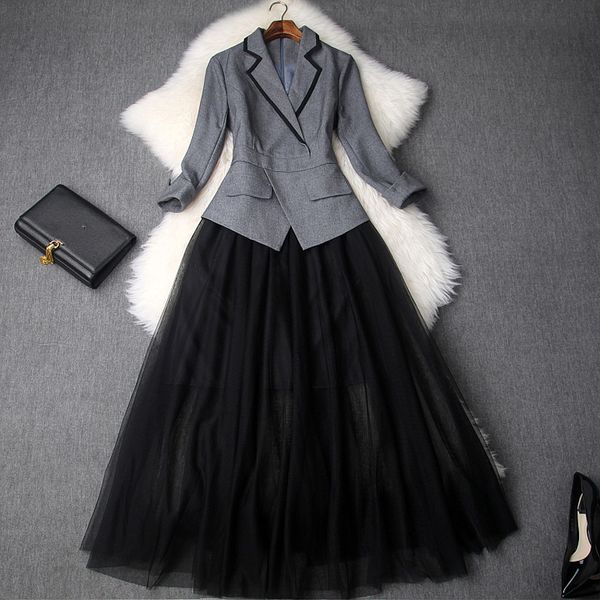 spring luxury 3 4 sleeve notchedlapel pure color mesh panelled midcalf one piece dress fashion casual dresses ld15t9091, Black;gray
spring luxury 3 4 sleeve notchedlapel pure color mesh panelled midcalf one piece dress fashion casual dresses ld15t9091, Black;gray