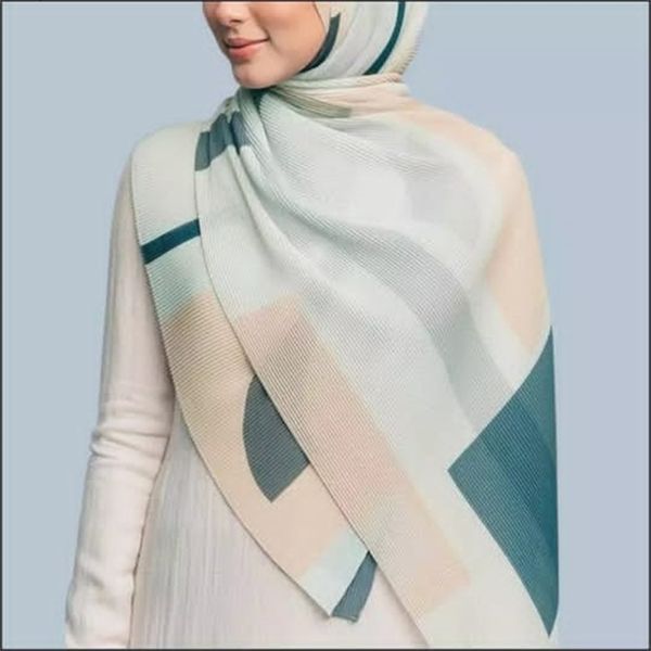 new women's pearl chiffon printed wrinkled malay scarf, Blue;gray
new women's pearl chiffon printed wrinkled malay scarf, Blue;gray
