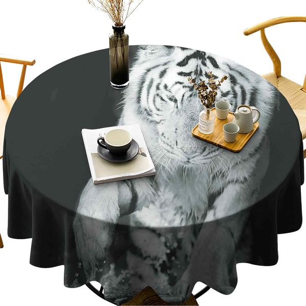 waterproof round tablecloths black and white image of large cat playing with water cool animals fun hunter
waterproof round tablecloths black and white image of large cat playing with water cool animals fun hunter