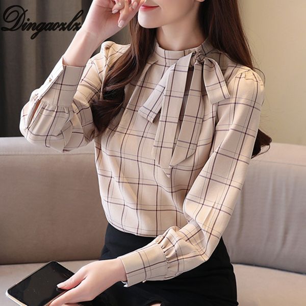 dingaozzl new elegant womens and blouses bow tie chiffon shirt long-sleeved plaid ol blusa feminina 201126, White
dingaozzl new elegant womens and blouses bow tie chiffon shirt long-sleeved plaid ol blusa feminina 201126, White