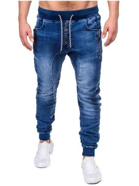 men's jeans mens cool designer brand black skinny zipper draped smart casual frenum cargo pants, Blue
men's jeans mens cool designer brand black skinny zipper draped smart casual frenum cargo pants, Blue