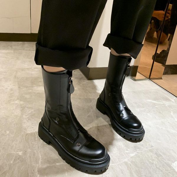 women platform ankle boots round toe casual autumn winter genuine leather shoes woman basic motorcycle boots, Black
women platform ankle boots round toe casual autumn winter genuine leather shoes woman basic motorcycle boots, Black