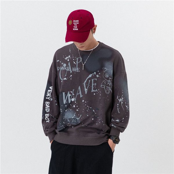 and american european gradient graffiti printed around the neck popular male sweater mark cool bear loose pullover hltx, Black
and american european gradient graffiti printed around the neck popular male sweater mark cool bear loose pullover hltx, Black