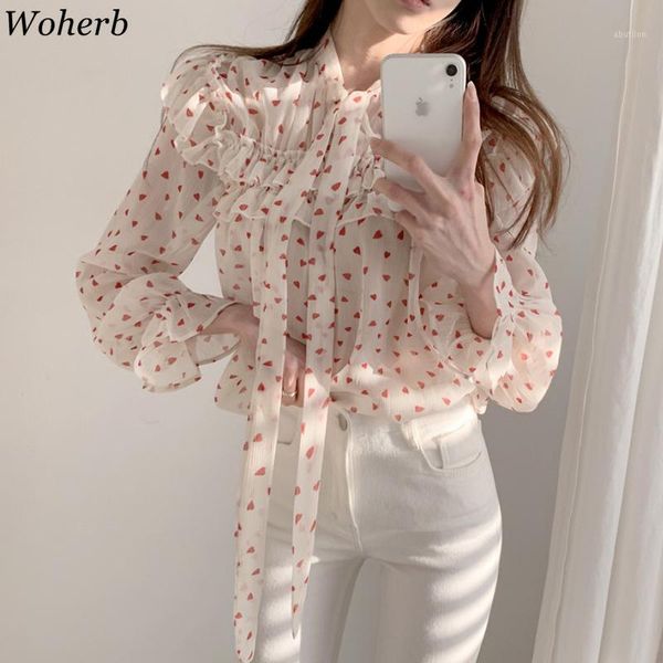 women's blouses & shirts woherb office lady chiffon womens and sweet heart print cute shirt female blusas 2021 summer bow lace up blou, White
women's blouses & shirts woherb office lady chiffon womens and sweet heart print cute shirt female blusas 2021 summer bow lace up blou, White