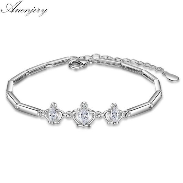 anenjery silver color zircon princess crown charms bracelets for women feminina valentine's day present s-b107, Black
anenjery silver color zircon princess crown charms bracelets for women feminina valentine's day present s-b107, Black