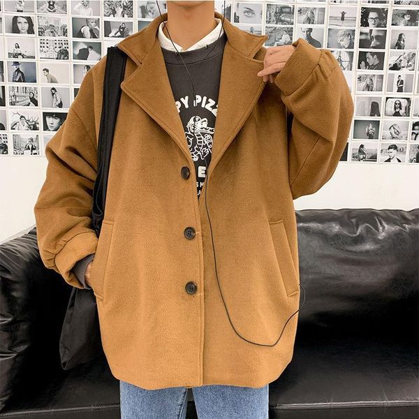 winter woolen coat men's fashion solid color casual short woolen coat men streetwear loose korean mens overcoat1, Black
winter woolen coat men's fashion solid color casual short woolen coat men streetwear loose korean mens overcoat1, Black